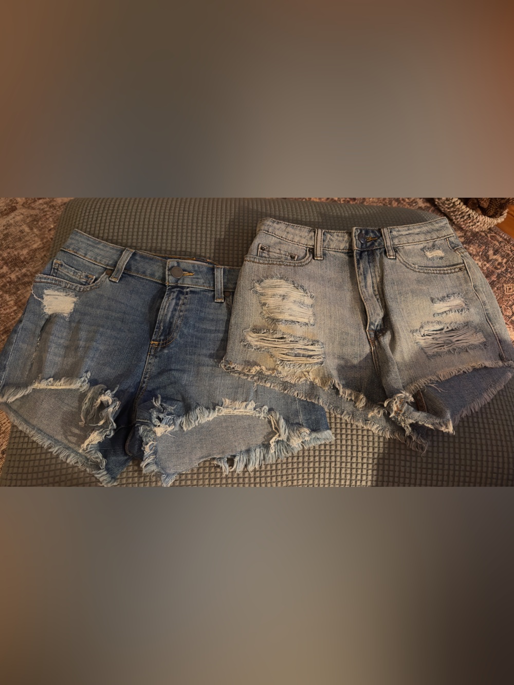 Two Pairs of Distressed Cutoff Jeans Shorts